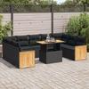 VidaXL Garden Furniture Set 10 Pcs with Cushions Black Braided Resin Acacia 3327751