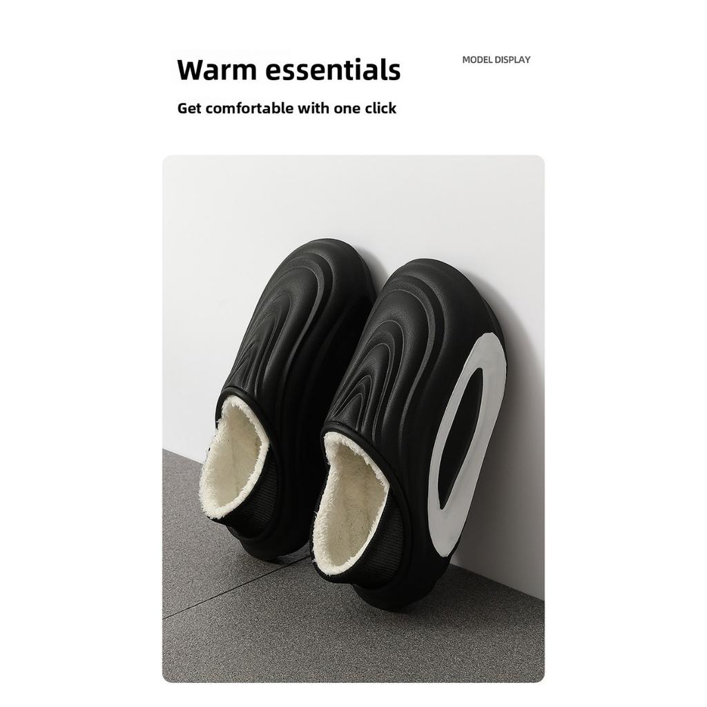 Waterproof Cotton Slippers for Men, Anti Slip In Winter, Home with Plush Cotton Shoes, Warm Bags, Thick Soled Cotton Slippers for Women