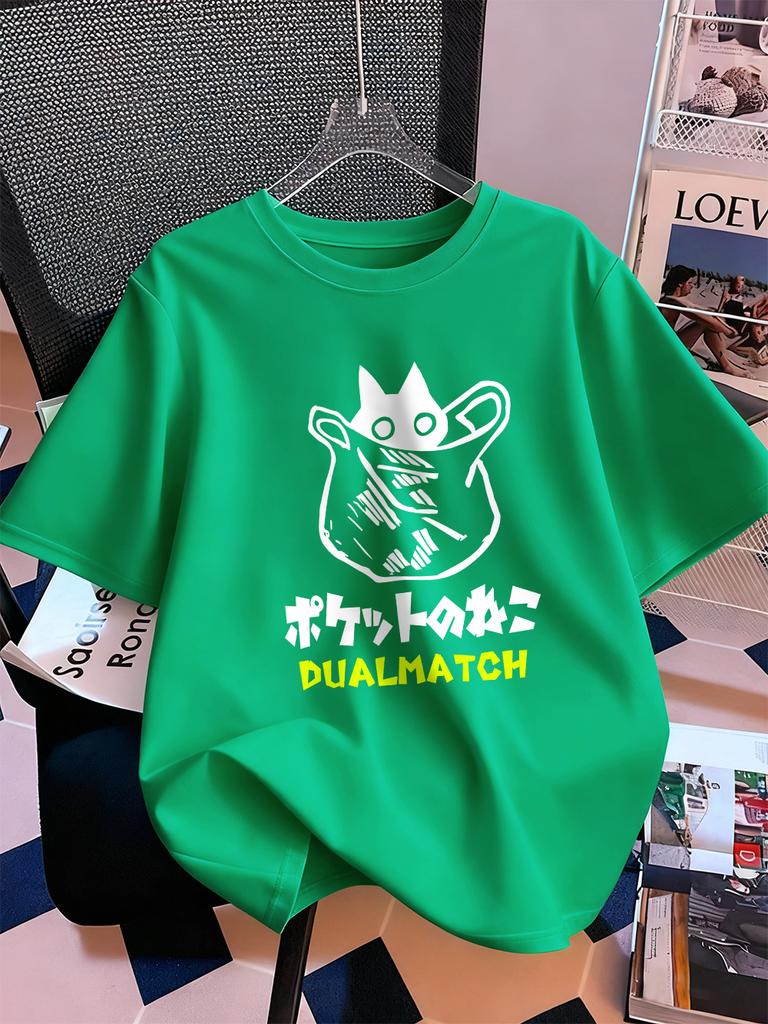 Cute Cat Cartoon Printing Short Sleeve TShirts Womens Summer Cotton Tee Shirts ONeck Comfortable Loose Tops Casual Clothes