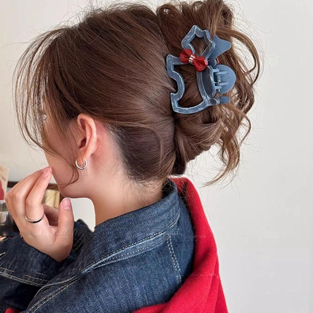 Hairpin Hollow Puppy Hair Grab Animal Red Bow Shark Clip Personalized Cartoon Hair Claw Female