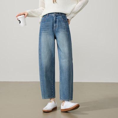 ESE-Y Women's Fade-Resistant Lyocell-Cotton Loose Fit Tapered Jeans
