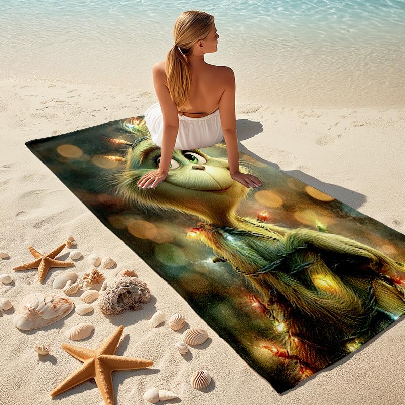 Christmas Gift Oscar Comedy Movie How the Grinch Stole Christmas soft beach towel outdoor camping vacation swinging beach scarf decorative blanket B19