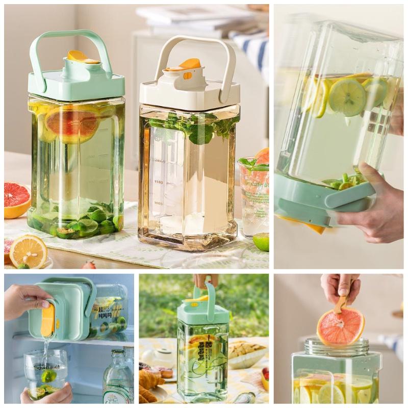 Large Capacity Modern Simple Style Ice Water Pitcher With Tap Green/white