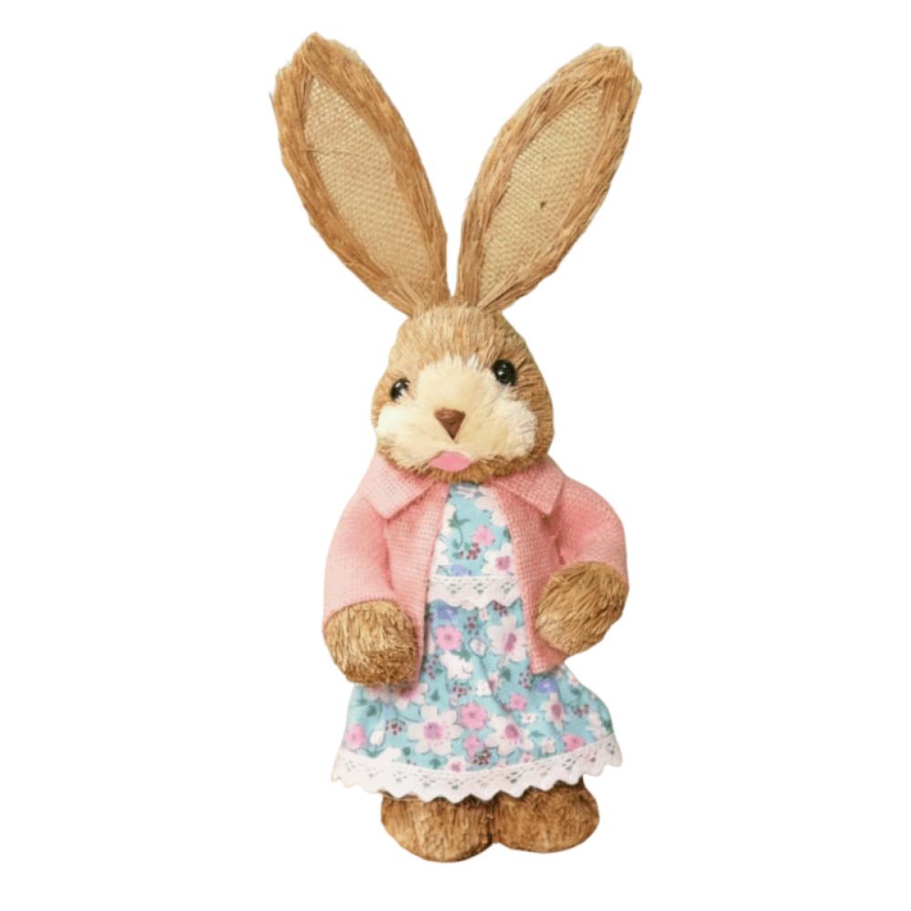 Realistic Design Woven Bunny 35cm Size Bunny Figure Easter Straw Rabbit  Window Display