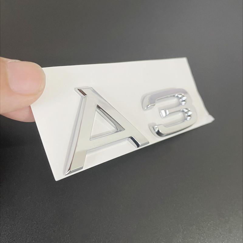 3D ABS Chrome Black A3 A4 A6 Logo Letters Rear Trunk Emblem Badge Sticker Decals For B A3 A4 A6 Car Accessories