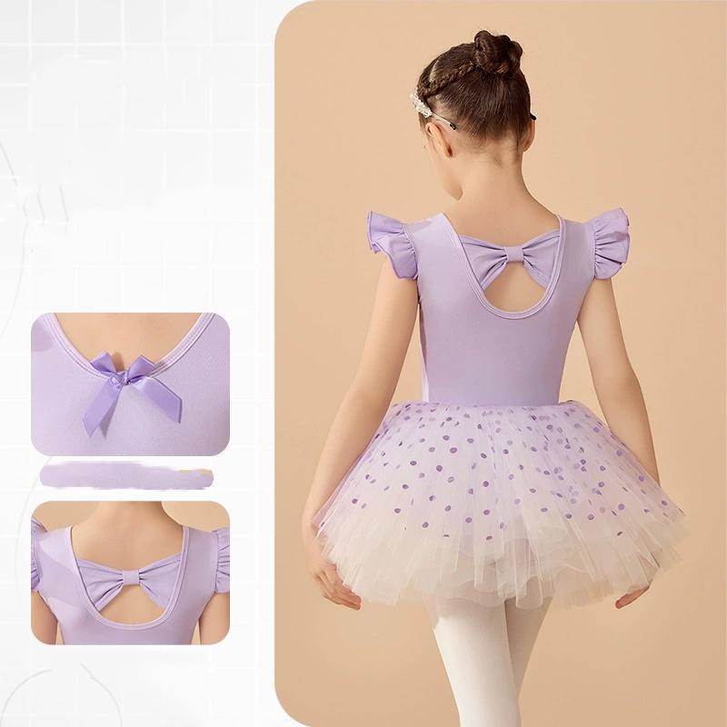 Mädchen Ballett Trikot Kleid Rosa Tanz Trikot mit Tutu Kurzarm Ballerina Kleid für Kleinkind Mädchen