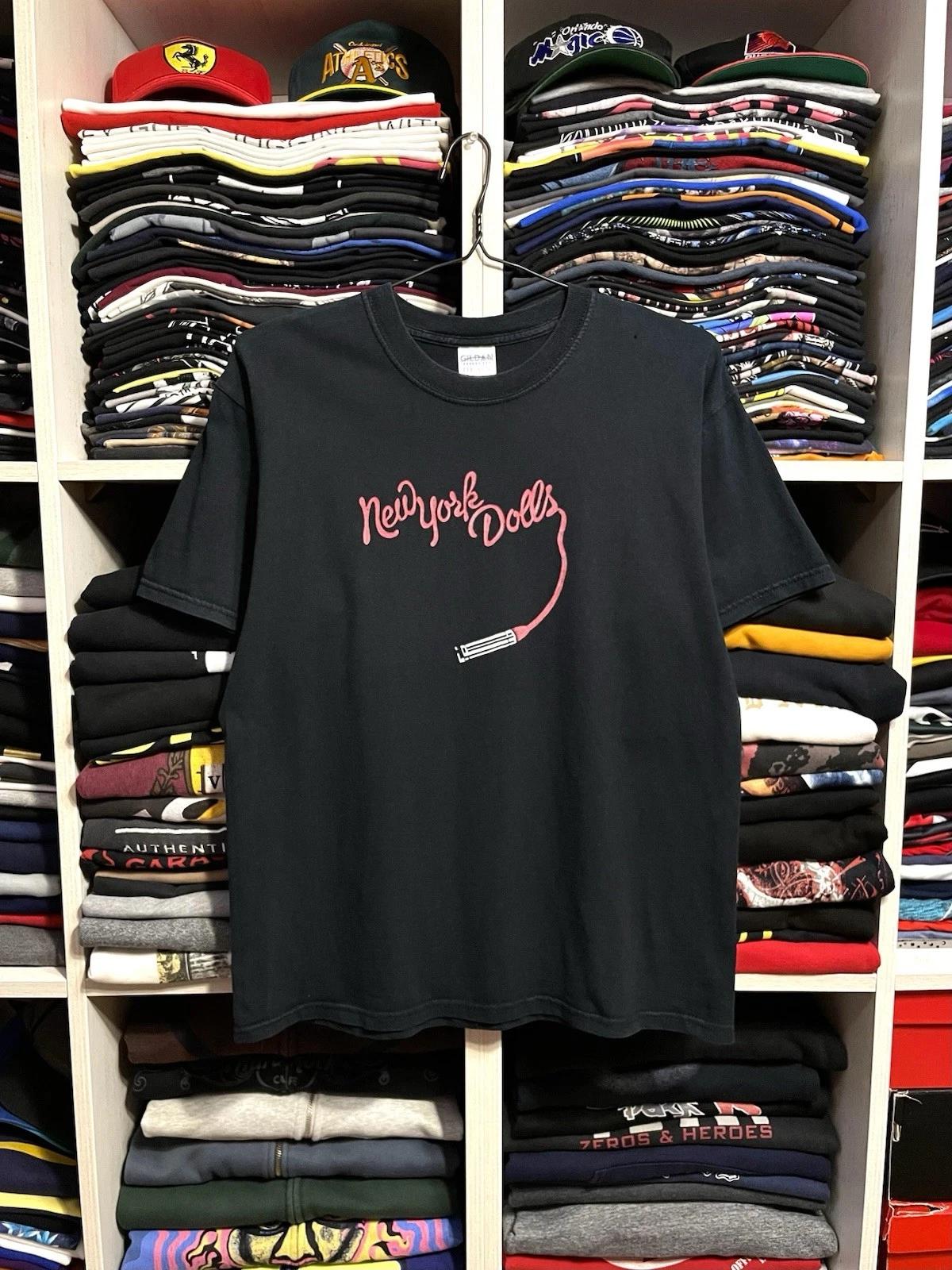Vintage 00s New York Dolls Punk Rock Band T-Shirt Size M Black 4XL