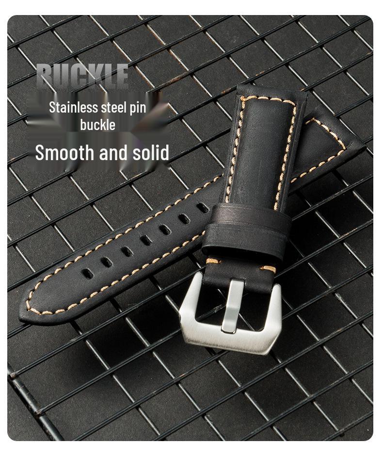 Crazy Horse Leather Frosted Retro Watch Strap 22/24/26mm - European & American Style