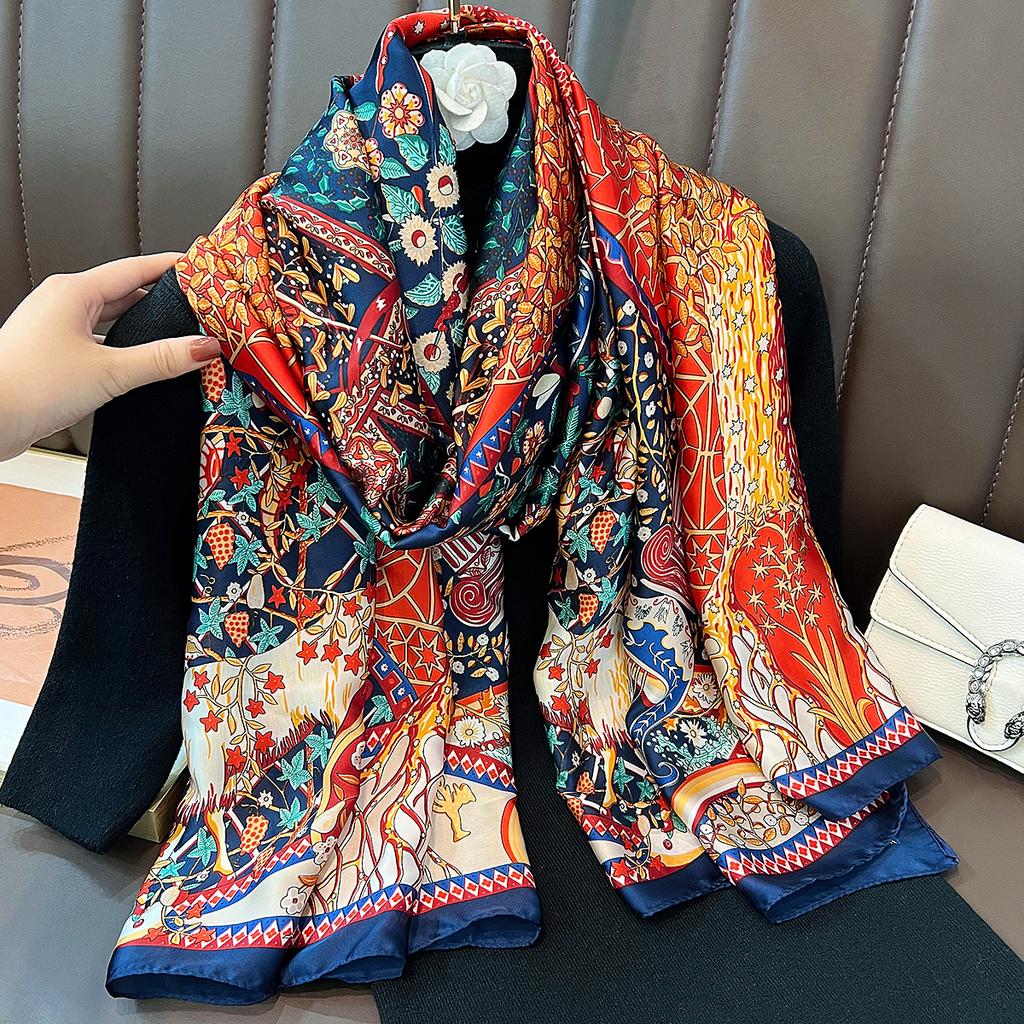 New Tree of Life Versatile Long Silk Scarf Summer Office Air Conditioning Room Thin Shawl