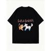 Oversized T Shirt White Cartoon Dogs And Text Supla Bnova Print Casual Wear For Women Summer Streetwear Fashion Top