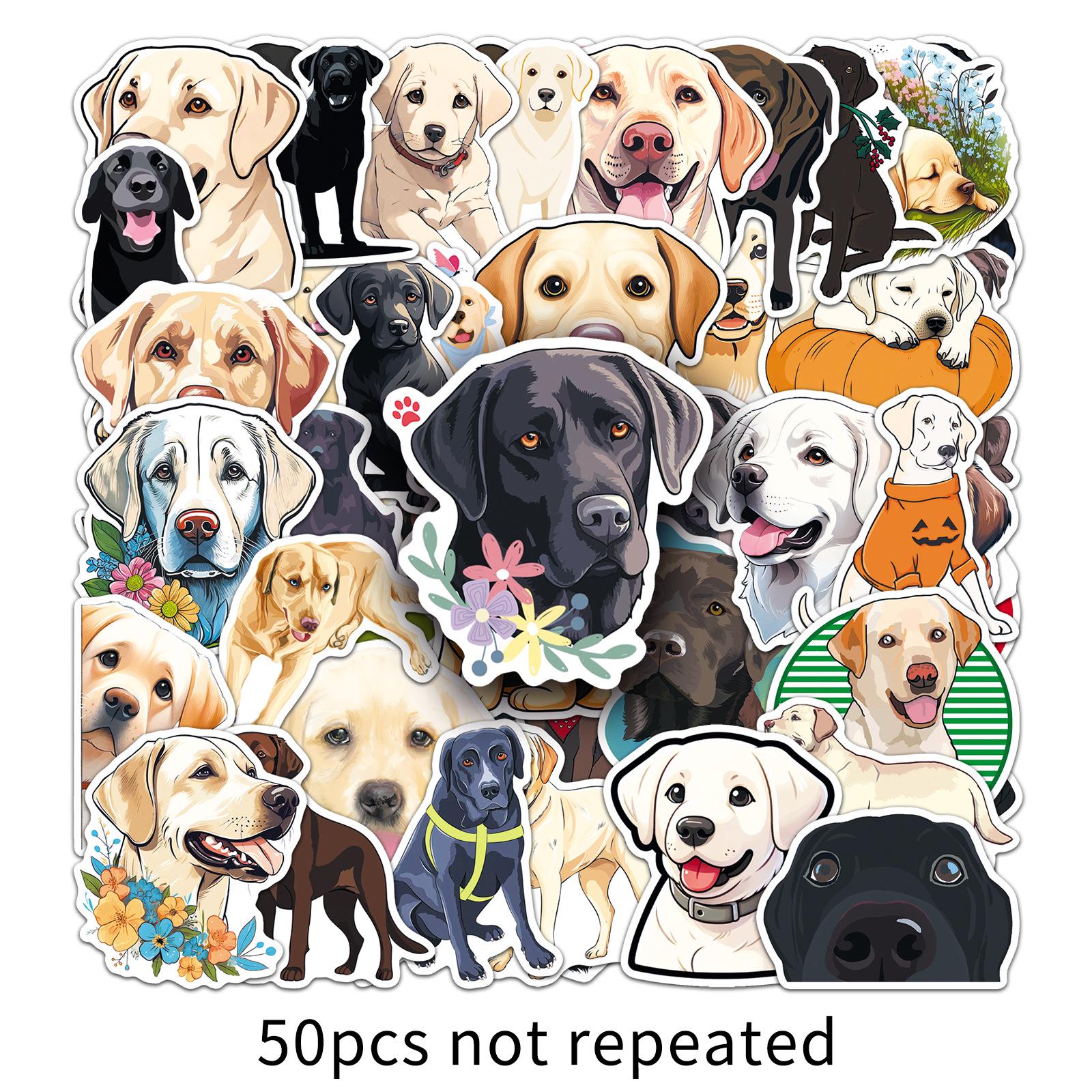 50pcs Cute Labrador Dog Stickers - Cartoon Animal Decoration for Phone Cases & Suitcases