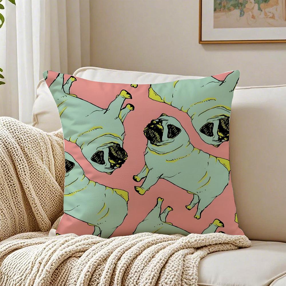 NICE CUTE Pug Dog Cushion Cover Pillowcase Antidustmite Living Room Sofa Decor Cushion Room