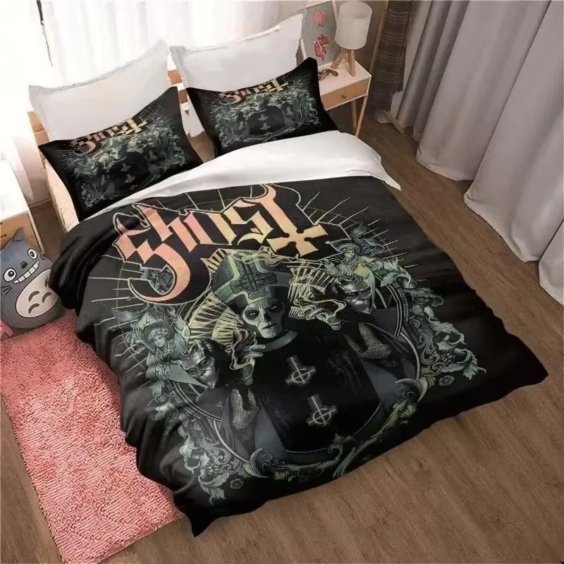 Rock Band Ghost Pattern Bedding Set For Bedroom Soft Modern Bedspreads Comefortable Kids Duvet Cover Quilt Cover And Pillowcase