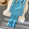 Autumn and Winter New Retro Twist Knitted Warm High-neck Elastic Slim Hip Dress Women
