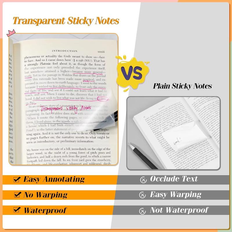 High-Value Tearable Transparent Post-It Notes Student Note Sticker Waterproof Self-Adhesive Translucent Note Pad For Bible Study