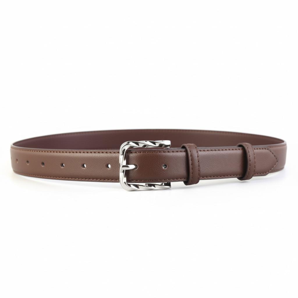 

Genuine Leather Womens Waist Belt With Silver Pin Buckle For Casual And Work Attire темно-коричневого кольору