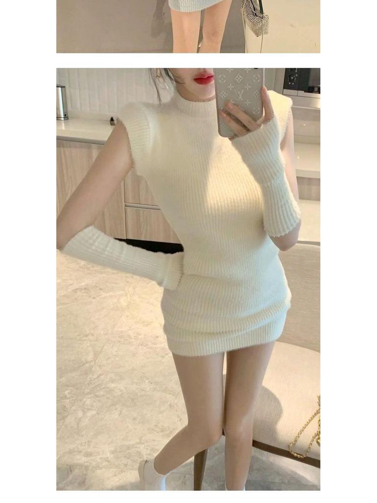 2025 Spring/Summer Goddess Style Sexy Knitted Bodycon Dress