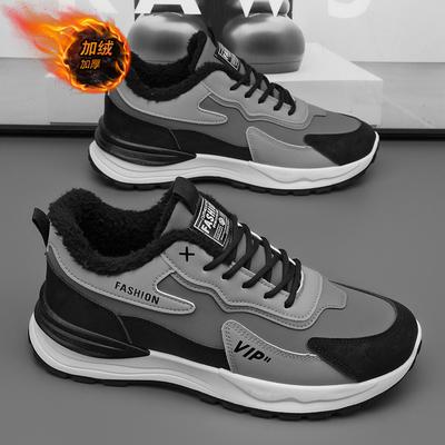 Men's Shoes Winter Velvet Sports Shoes Men's Versatile Thick-soled Thickened Warm Cotton Shoes Casual Dad Shoes