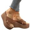 Summer Crossed Wedge Heel Slippers Women's Muffin Large Size Casual Thick Bottom Cool Slippers 34-43