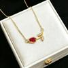Elegant Stainless Steel Tulip Necklace Glittering Colorful Crystal Charm Jewelry for Women Engagement Event Wear