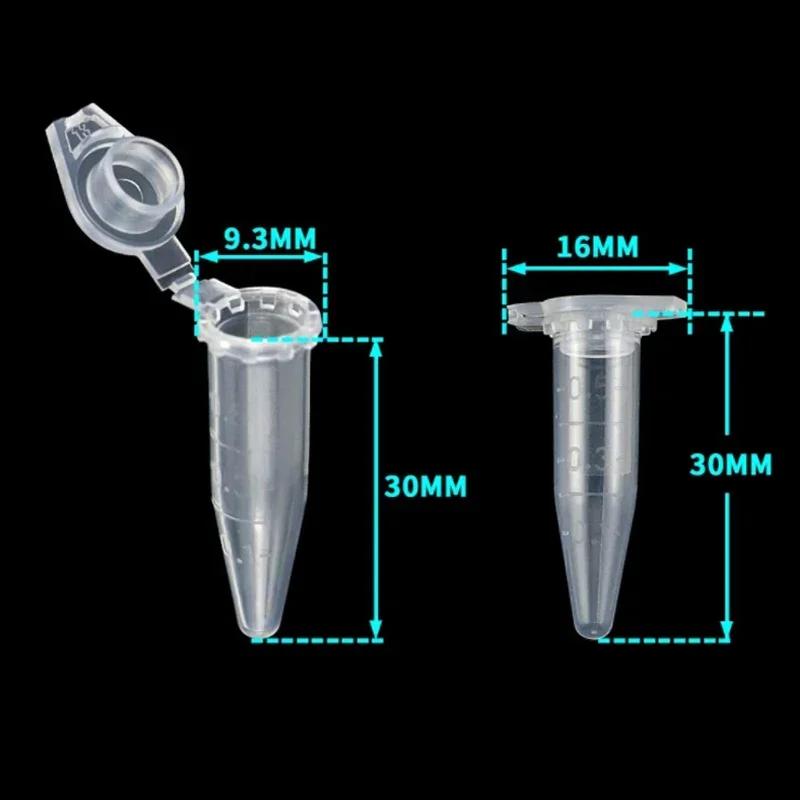 50PCS 1.5ML With Scale Lab centrifugal tubes with pointed bottom and cap Centrifuge Tubes Vial