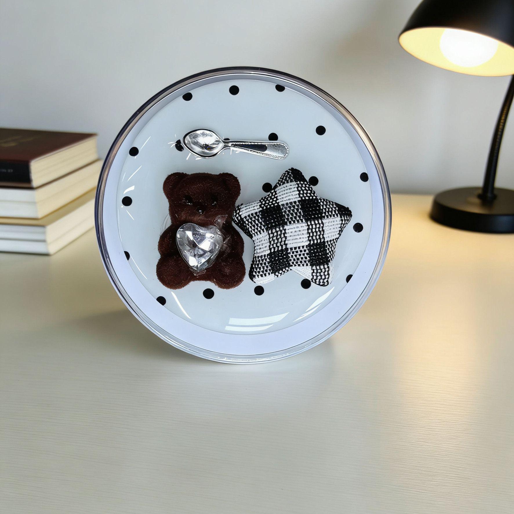 Cross Love Korean Magnetic Phone Stand with Mirror & Rhinestone Bear
