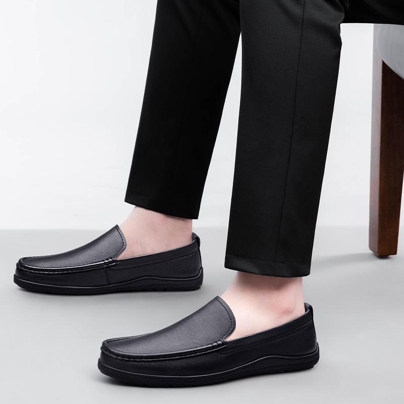 Fashion Men's Genuine Leather Loafers Slip-On Business Casual Shoes Comfortable Flat New Driving Shoes for Men Lightweight Dress Shoes