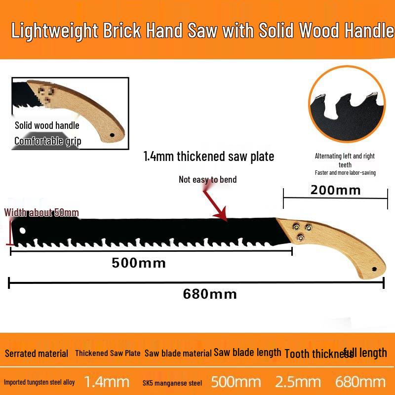 Lightweight Alloy Steel Hand Saw for Foam and Aerated Concrete Blocks
