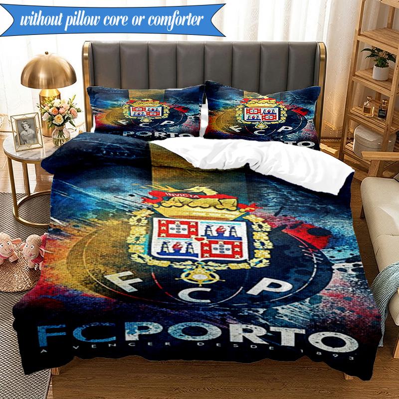3PCS Fc Space Emblem Printed Soft Bedding Set,Including 1pc Duvet Cover And 2pcs Pillowcases Perfect for Bedroom, Dormitory, Fan gift