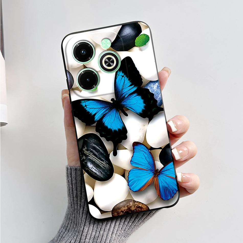 For Infinix Hot 40i Case Hot40i Fashion Marble Black Silicone Soft Phone Case For Infinix Hot 40i 40 i X6528B Back Cover Fundas
