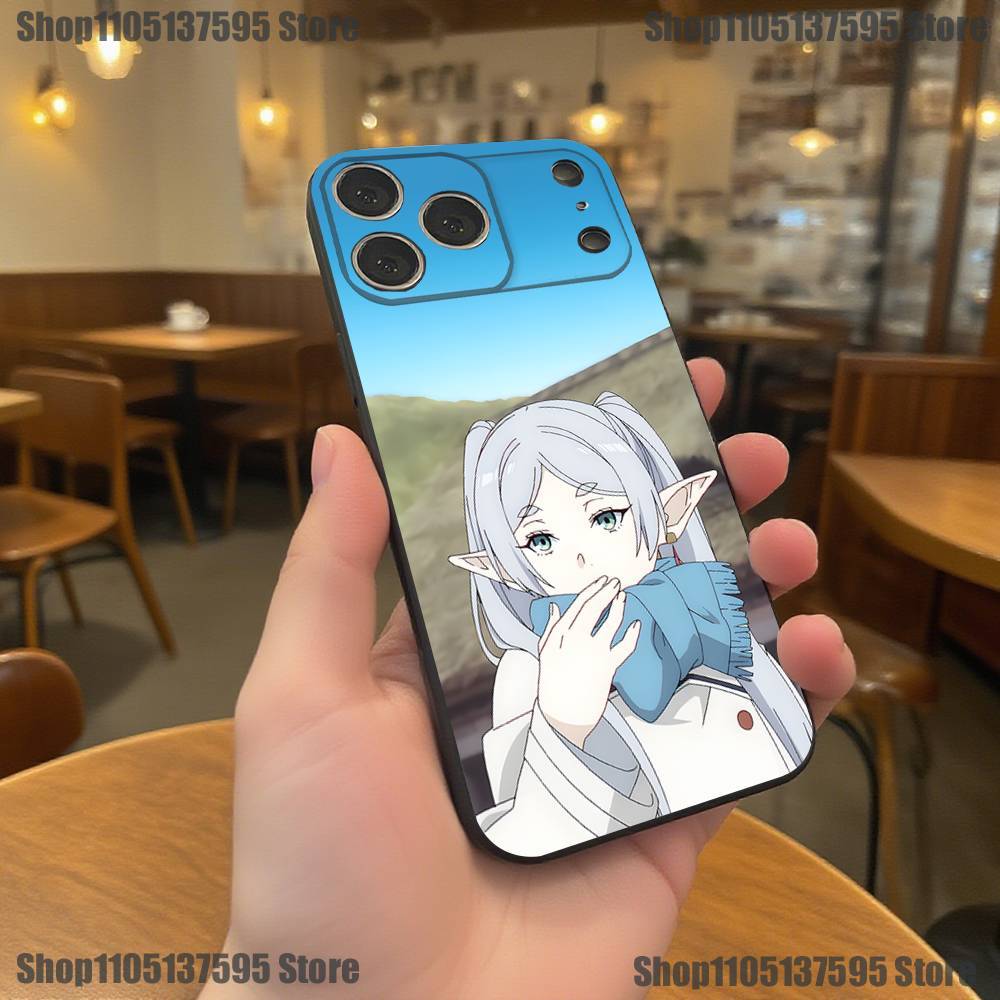 Frieren Sousou No Frieren Anime Phone Case For iPhone 17,16,15,14,13,12,11,Pro,XS,Max,XR,Plus,E,SE4,Mini Black Soft Cover
