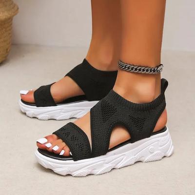 Knitting Women Sandals Fashion Beige Shoes Summer Casual Slip On Comfortable Platform Woman Sandalias Vulcanized Shoes for Women