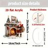 2D Flat Acrylic Christmas Desk Deco with Base Santa Claus Fireplace Scene with Gift Design Indoor/Outdoor Home Office Decoration