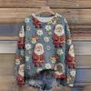 Long Sleeve Pullover Sweaters For Women O Neck Casual Cute Printing Knit Oversized Sweater