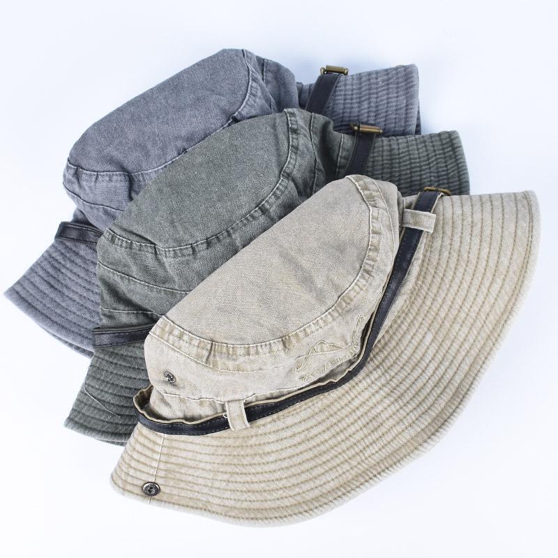 Panama Bucket Hat Men Women Summer Outdoor Camping Sun Protection Visor Beach Boonie Hat With Leather Belt Fisherman Fishing Cap