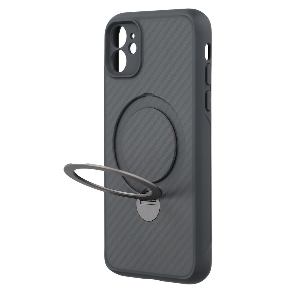 For iPhone 11 Case Compatible with MagSafe Kickstand TPU+PC Phone Cover Carbon Fiber Texture