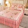Korean Version Lace Solid Color Bed Skirt Three Piece Set, Skin Friendly Double-layer Bed Cover Non Slip Bed Cover Falda De Cama