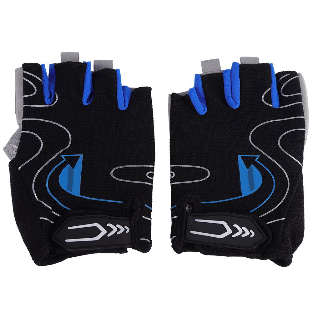 Silicone Half Finger Riding Cycling Gloves Breathable Outdoor Sports Gloves Blue