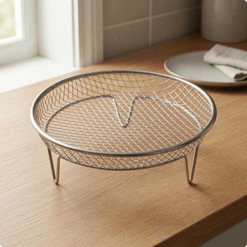 Air Fryer Basket Elevated Legs Rack Raised Mesh Round