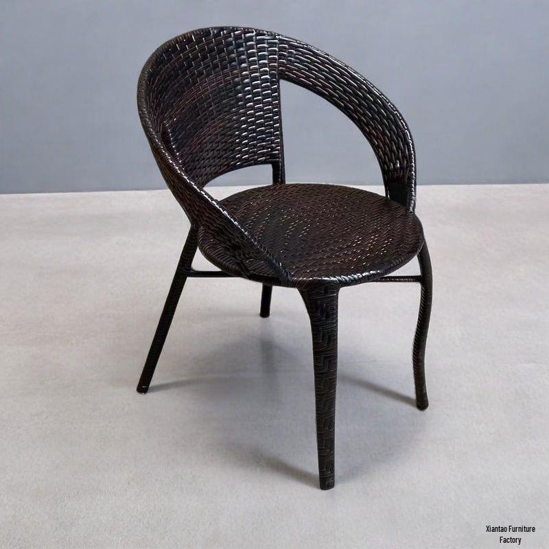 Handmade Woven Rattan Stool: Modern Simple Chair for Balcony or Outdoor Use