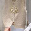 Round Neck Embroidered Chinese Style Knit Vest Women Spring Outerwear Sweater Waistcoat