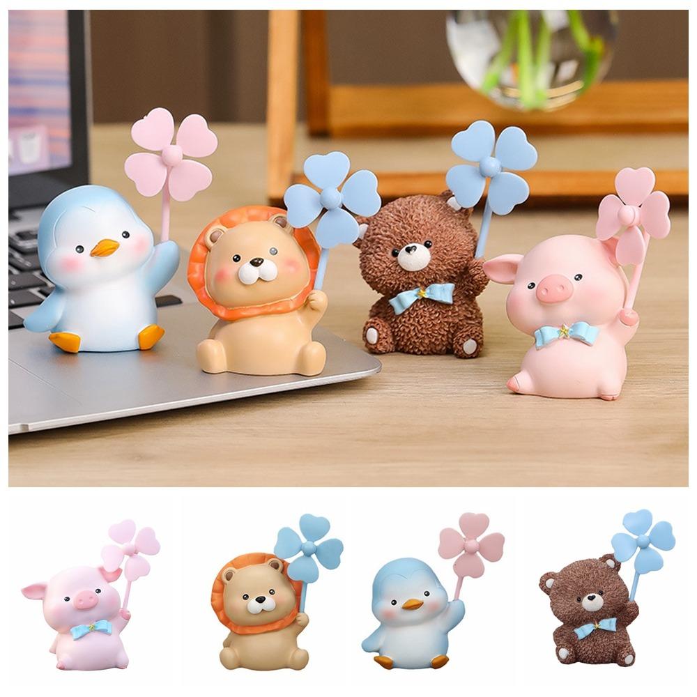 Bear Animals Figures Pig Landscape Decoration Animal Windmill Figurines Collection Toy
