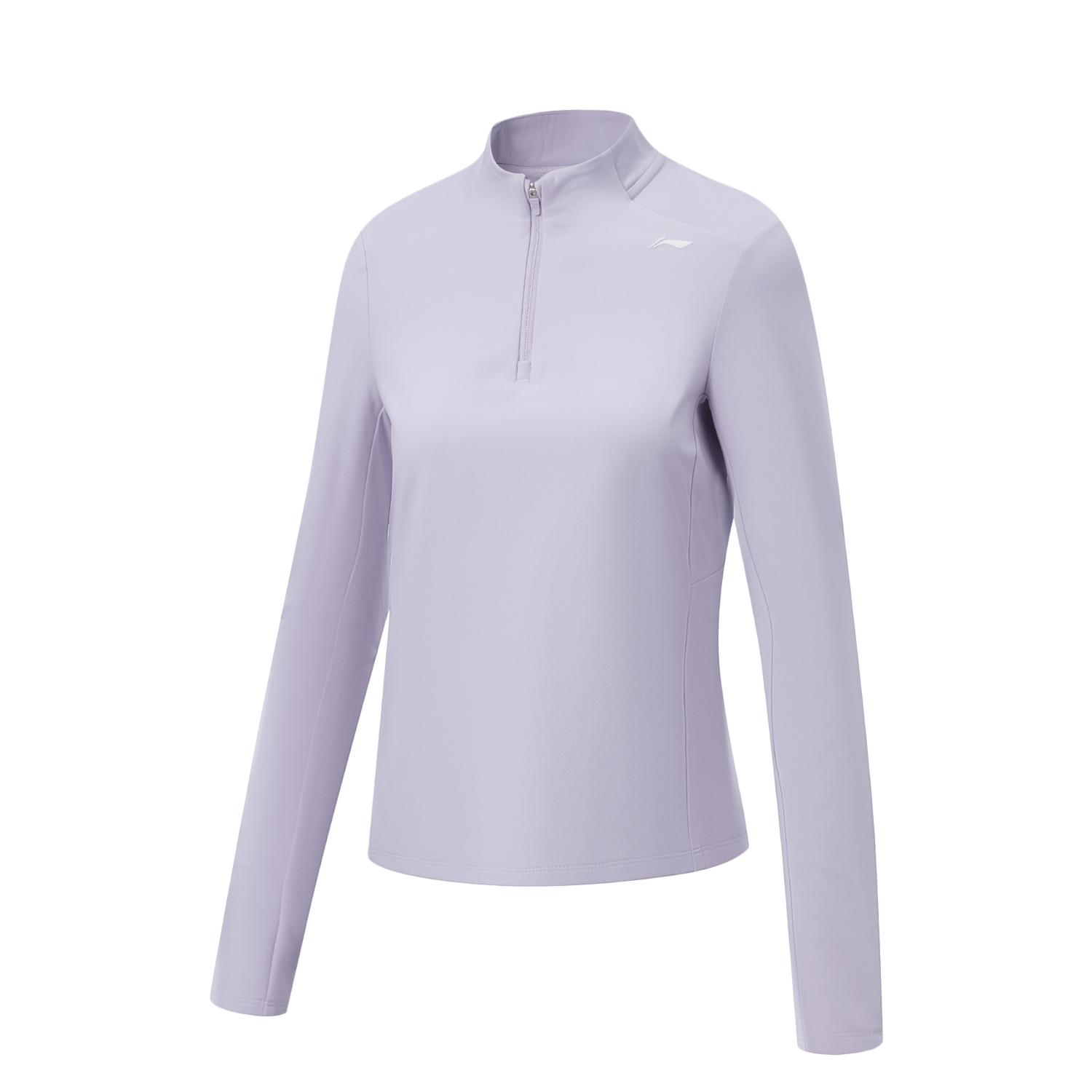 Li-Ning Soft Simple Solid Color Stand Collar Long Sleeve T-Shirt Women tops ATLV366-3 S