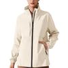 Giacca antipioggia da donna a righe solide Outdoor Plus Impermeabile con cappuccio impermeabile antivento