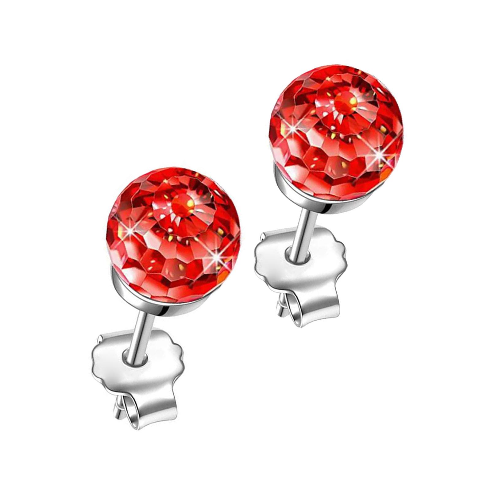 

Изысканные цветные хрустальные шары серьги модные серьги-гвоздики для женщин и девочек аксессуары для ушей из кубического циркония ручной работы красный