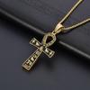 316L Stainless Steel Egyptian Anka Cross Pendant Chain Necklace For Men Women Vintage Zircon Accessories