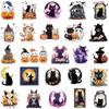 10/50PCS Halloween Cat Stickers Witchy Gothic Black Cat Witch Moon Tarot Boho Halloween Cute Stickers Scrapbook Bottle Phone Graffiti Sticker
