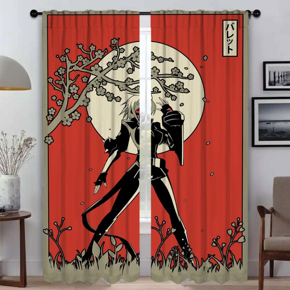 Japan Line Artnime Halloween Decoration Curtains for Bedroom Blackout Curtain for Room 2 Panel Shades Home Interior Curtains