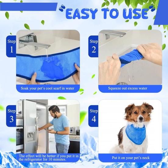 2 Pcs Dog Cooling Bandana Summer Instant Cooling Pet Scarf Adjustable Ice Neck Cooler for Small Medium Large Breeds To Prevent Sunstroke