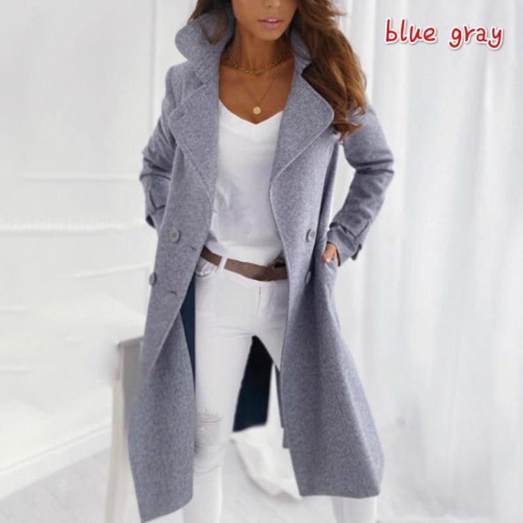 Women Long Trench Coat Autumn Winter Woolen Overcoat Fashion Casual Loose Lapel Jacket Windbreaker Camel Coat